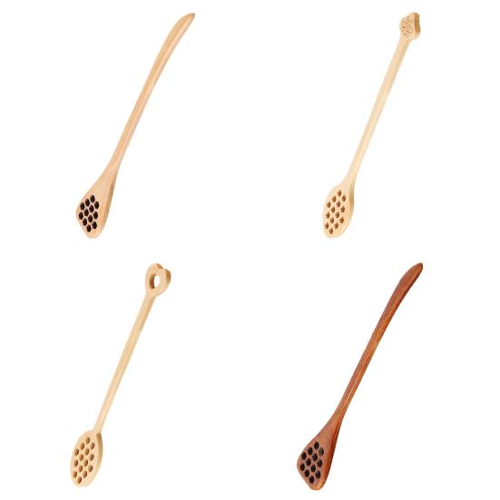 Stirring Spoon Hole Design Long Handle Multi-use Wooden Mixing Stick Tableware Food Grade Honey Coffee