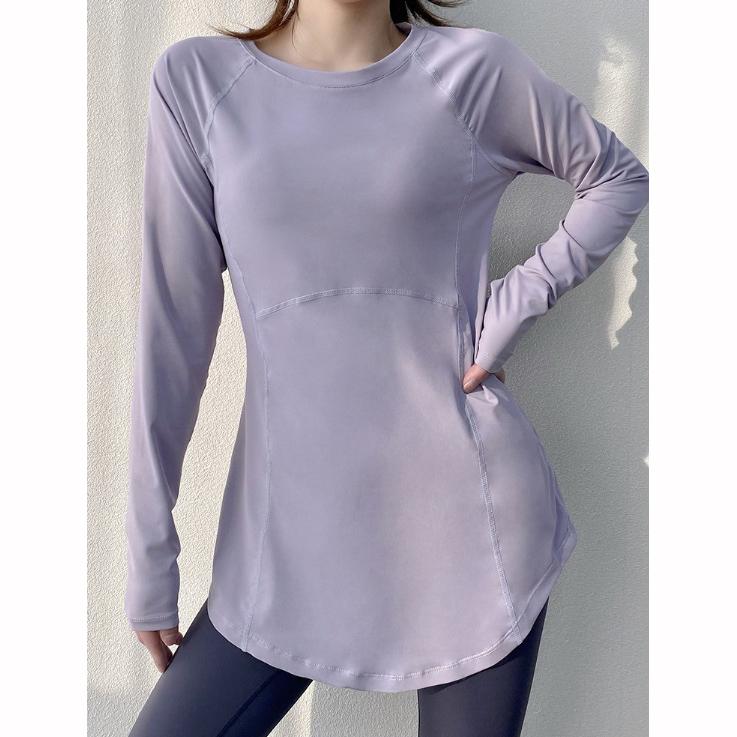 Long Breathable Long Sleeve Yoga Round Neck Slim Sweatshirt Women Running Fitness Yoga Sweatshirt Shirt