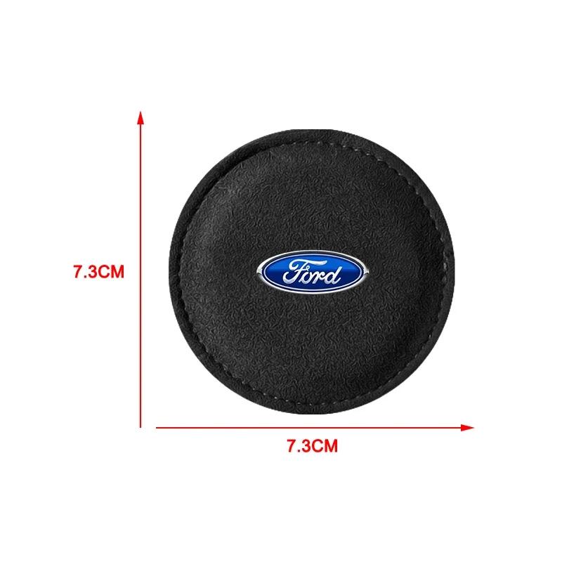 Car Cup Holder Pad Leather Badge Slot Non-slip Coaster Mat Car Styling for Ford Focus 2 3 Mondeo Mk3 F150 Fusion Mustang Mk7