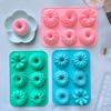 1 Stuk Siliconen Donut Bakvormen Meerkleurige Doughnut Pannen 6-Caviteit Ontwerpen Donut Bloemen- en Spiraalvormig Geschikt Voor Bakken