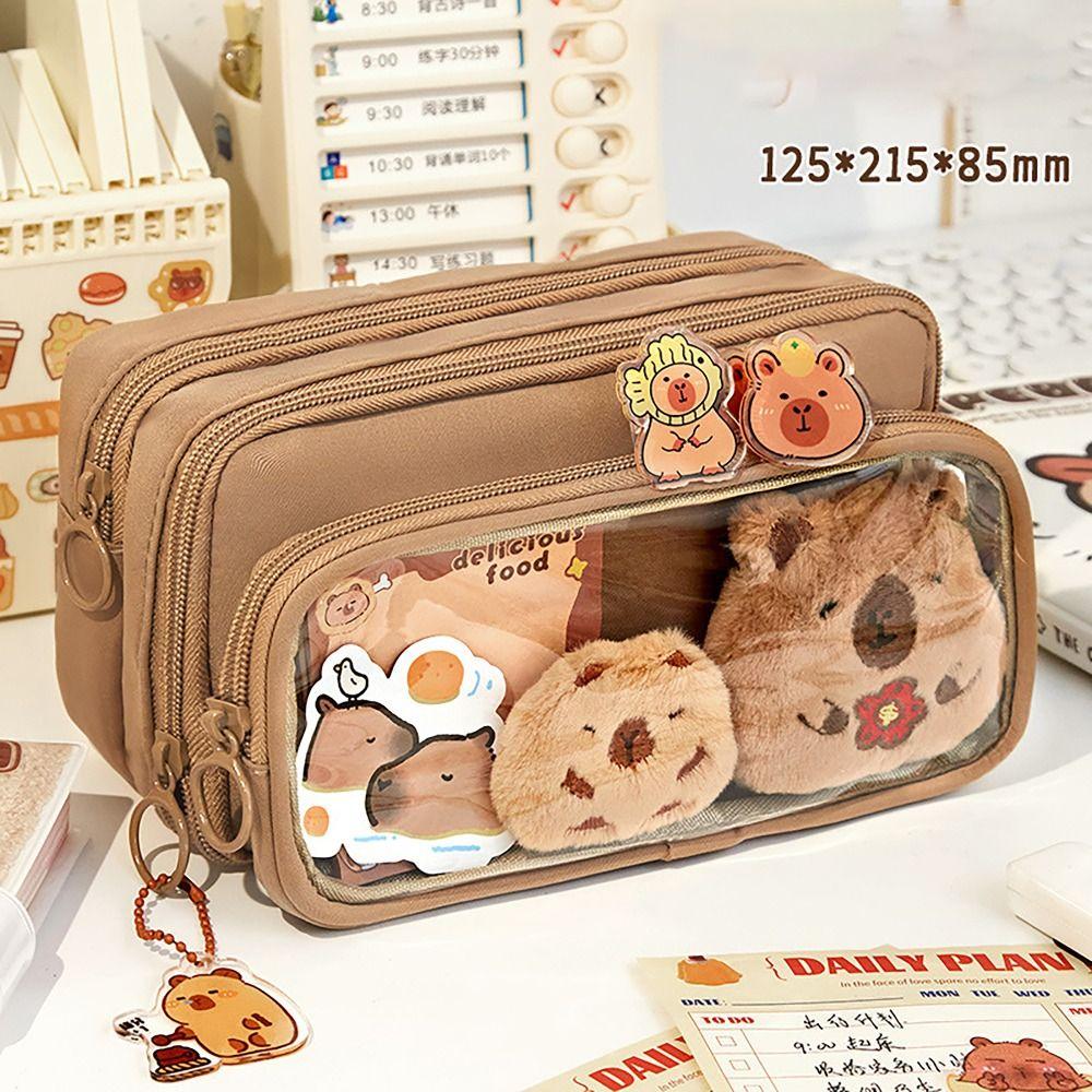 Capybara Pencil Case 10 Layers Multi-functional Pen Bag Detachable Large Capacity Stationery Storage Pouch
