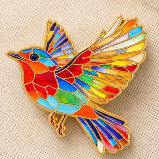 Broche Pin con Cierre de Imperdible, Pin de Solapa con Diseño de Pájaro Volador Pintado en Esmalte, Insignia Metálica de Aleación de Zinc para Abrigos Camisas Mochilas Sombreros
