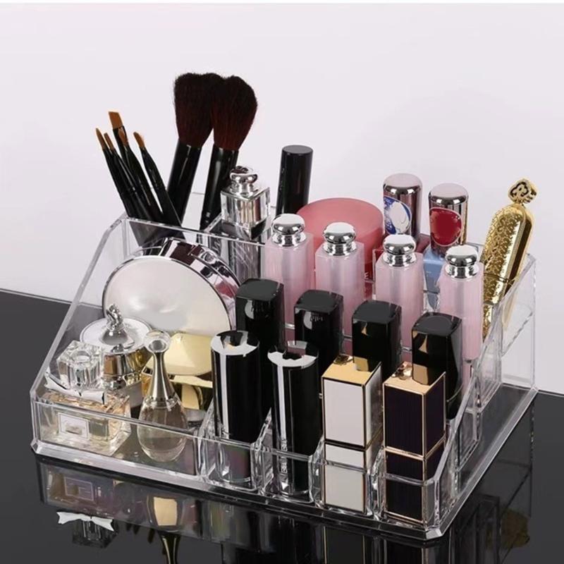 Clear Nail Polished Organizer Acrylic Display Stand Plastic Cosmetic Holder For Makeup Brush Storage Solution