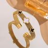 Adjustable New Titanium Steel Bracelet Women's Simple Clover Gold Stainless Steel Bracelet Headpiece
