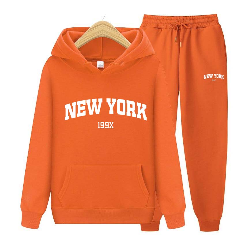 Tracksuit 2 Pieces Set 199X New York Print Sweatshirt Hoodies Sweatshirt+Pants Suit Hoodie Sportswear Jogging Men's Sets