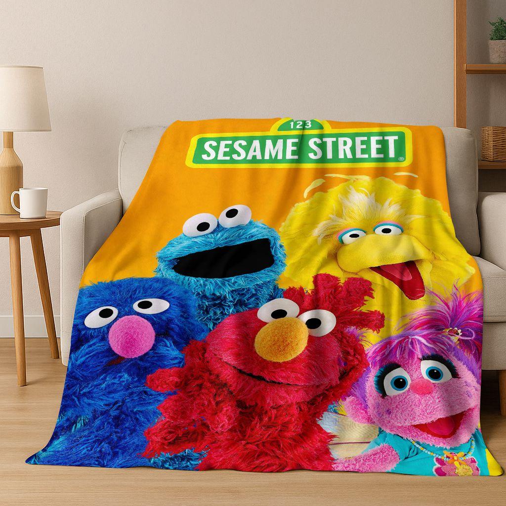 3D S-Sesame Cartoon Art Flannel Blanket,Cozy Soft Throw Blanket for Home Bedroom Bed Sofa Picnic Office Cover Gift Kids