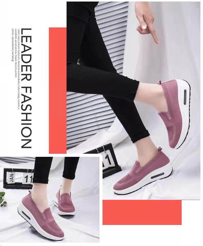 Women's 2025 Thick-Soled Air Cushion Mesh Slip-On Sneakers for Height Increase