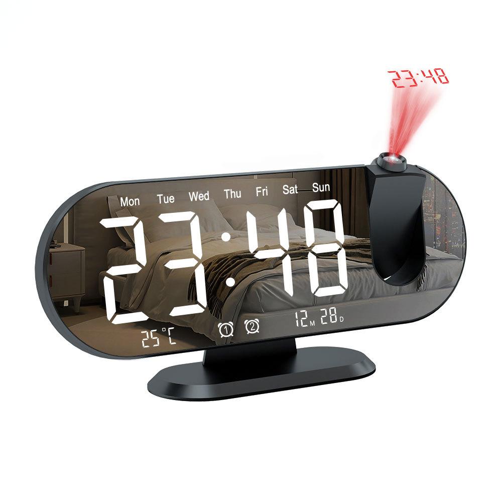 Multifunctional Creative Alarm Clock LED Large Screen Digital Display Projection Electronic Clock Automatic Photosensitive Temperature and Humidity