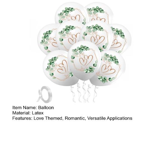 Wedding Balloons 12 Inch White Balloons with Hearts Eucalyptus Prints Romantic Balloons for Wedding Engagement Registry Office Marriage Decoration