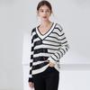 Nowy Punk Gothic sweter unisex jesienno-zimowy damski fajny sweter w paski luźny rock cienki ciemny Streetwear Top C-132