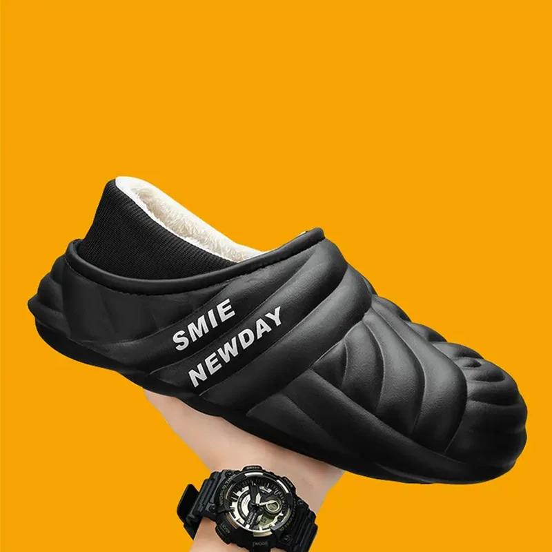 Fashion Winter Men Warm Shoes Home Cotton Slippers Outdoor Waterproof Couple Snow Slippers Men Casual Shoes Indoor Slipper Bedroom Shoes