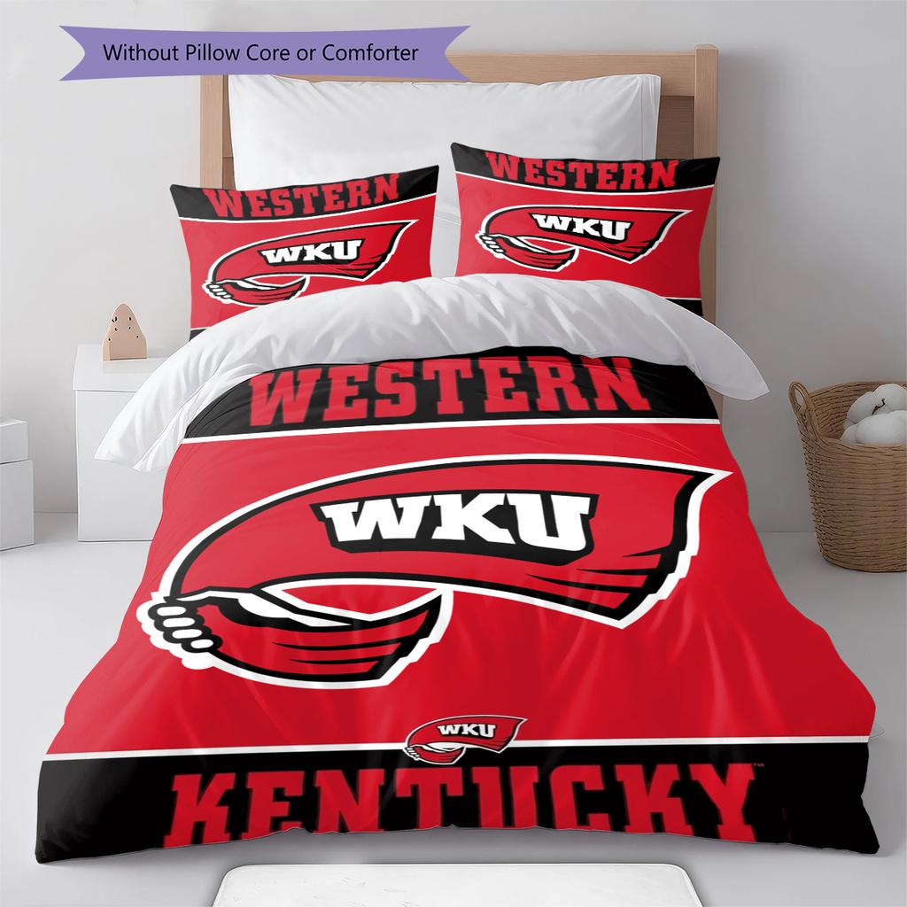 Western Kentucky Hilltoppers Pattern Bedding Set Quilt Cover Pillowcase Home Decor Gift (1 * Duvet Cover + 2 * Pillowcase, Without Core)