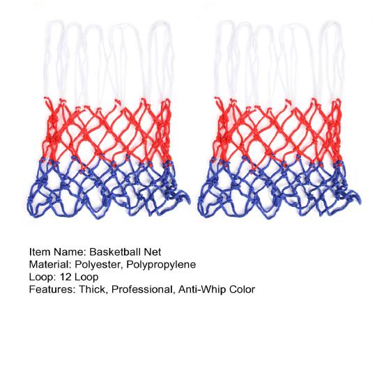 2 Piezas Red de Baloncesto de Repuesto Gruesa Profesional Red de Baloncesto Resistente Antilatigazos Red de Color Se Adapta a Aros Estándar de Interior o Exterior