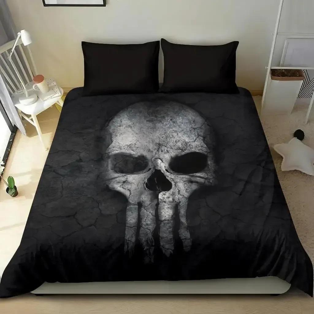 Skul Chevalier Soft Duvet Cover Set King-Sized Dimensionsd Dimensions Hor Skeleton Beding Set Day of The Death Warm Comforter Cover for Young Boys