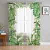 Tropical Green Leaves Tulle Sheer Window Curtains For Living Room The Bedroom Modern Chiffon Voile Curtains Fabric Drapes
