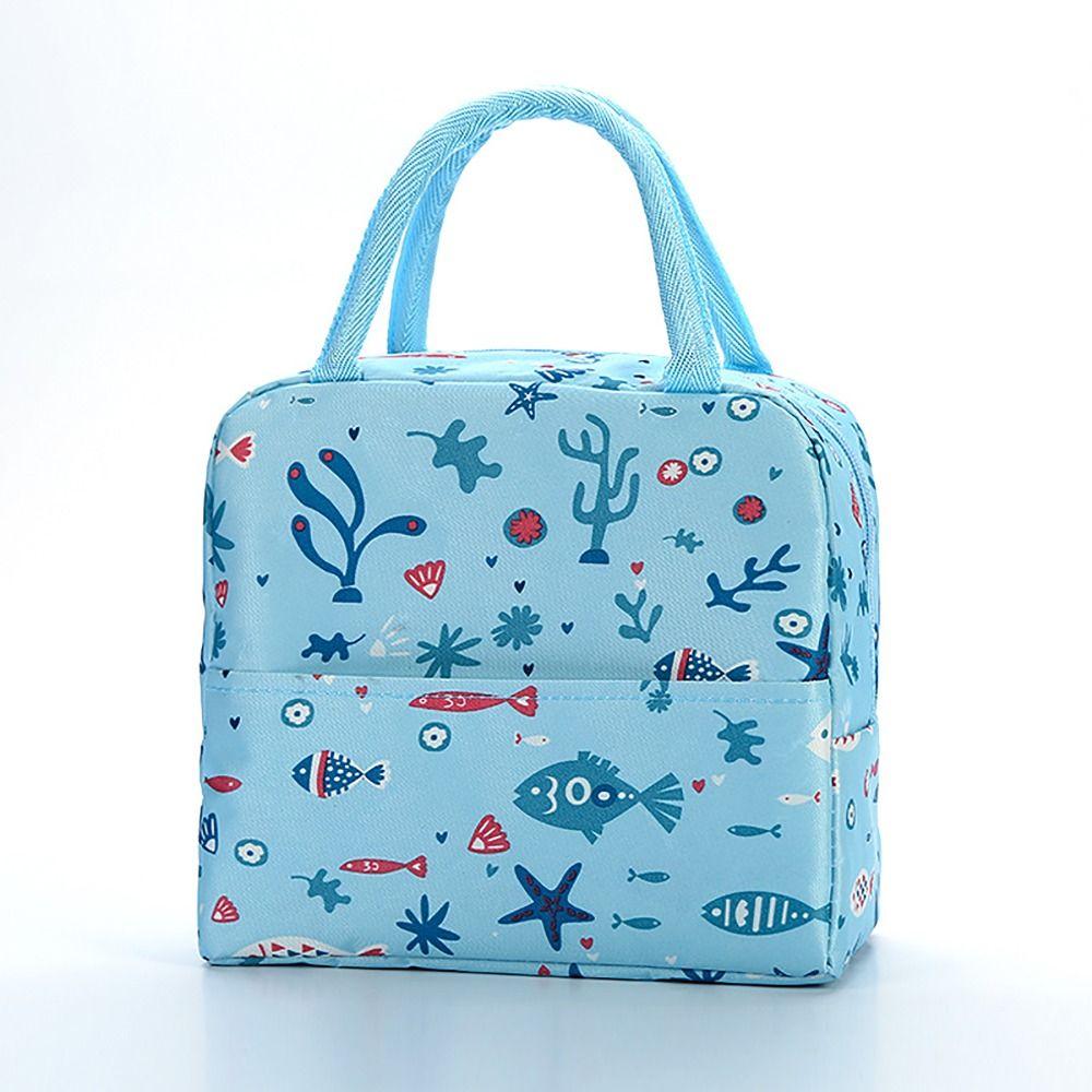 Lebensmittel Frisch Tragbare Isolierte Lunchtasche Große Kapazität Cartoon-Druck Picknick Handtaschen Wasserdichter Lunchbox-Organizer