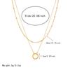 Gold Plated Layered Circle Pendant Chain Necklace
