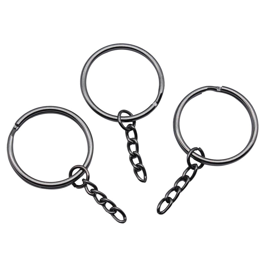 Multi Color Split Ring Keychain Connectors With Extension Chain 25mm 28mm 30mm