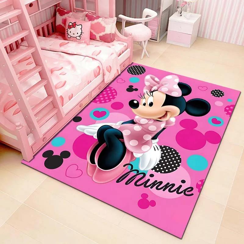 Various Sizes and Styles Minnie Mouse Print Cartoon Carpet Bedroom Living Room Mat Sofa Balcony Garden Large Area Decor Rug Gift