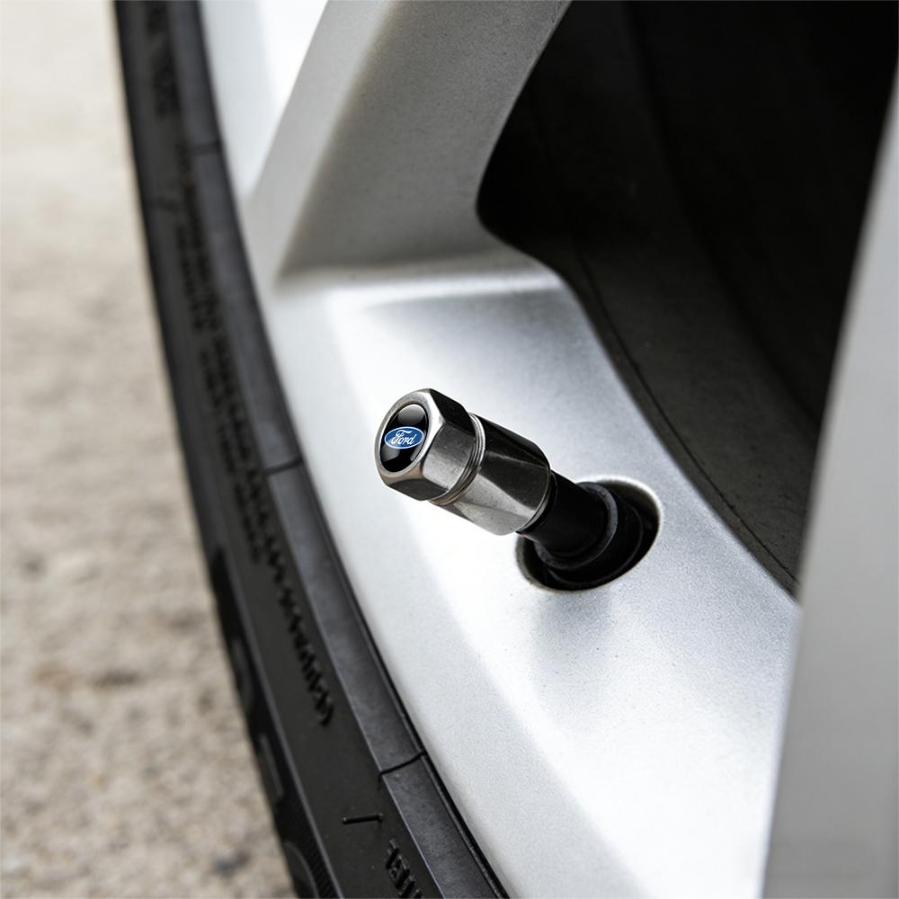 4PCS Car Aluminum Metal Wheel Tire Valve Dust Caps Cover Car Styling For Ford Kuga Transit Ecosport Focus Ranger Mustang Fusion UH4