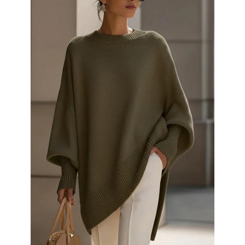 2026 Autumn/Winter Women's Solid Color Loose Knitwear: European & American Round Neck Pullover Sweater