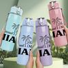 1PC Miami Palm Tree Logo 750ml Color Plastic Sports Water Bottle Leakproof Flip Straw Lid Suitable for Sports Office Home Use