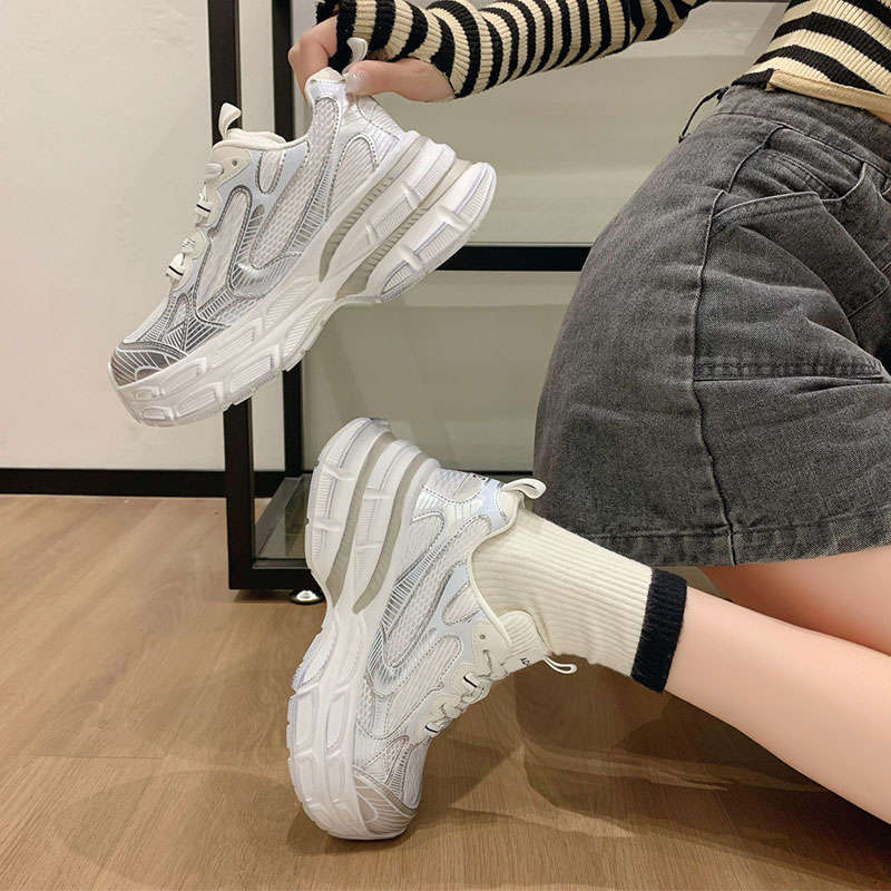 Silver Inner Height Increase Paris Dad Shoes Autumn New Small Platform Shoes Casual Sports Shoes