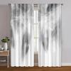 2pcs, Creative Curtains 2D Print Gray & White Feather Print Polyester (without Rod) Decorations For Home Perfect for Living