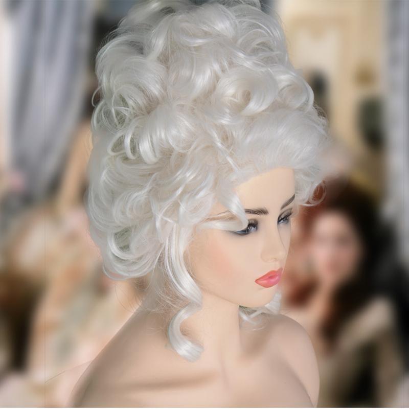Professional Marie Antoinette Wig Princess Wigs Medium Curly Heat Resistant Synthetic Hair Cosplay Wig + Wig Cap