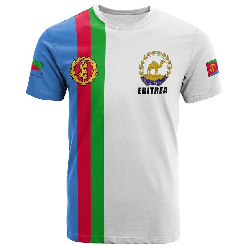 Nové futbalové tričko Eritrea Pánske športové tričká Eritrejská vlajka Grafika Nadrozmerné topy Unisex Bežné tričká Tímové uniformy