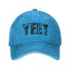Retro Yeet Logo Baseball Caps Fashion Distressed Washed Quotes Wresting Lovers Hat for Unisex Women Outdoor Running Golf Adjustable