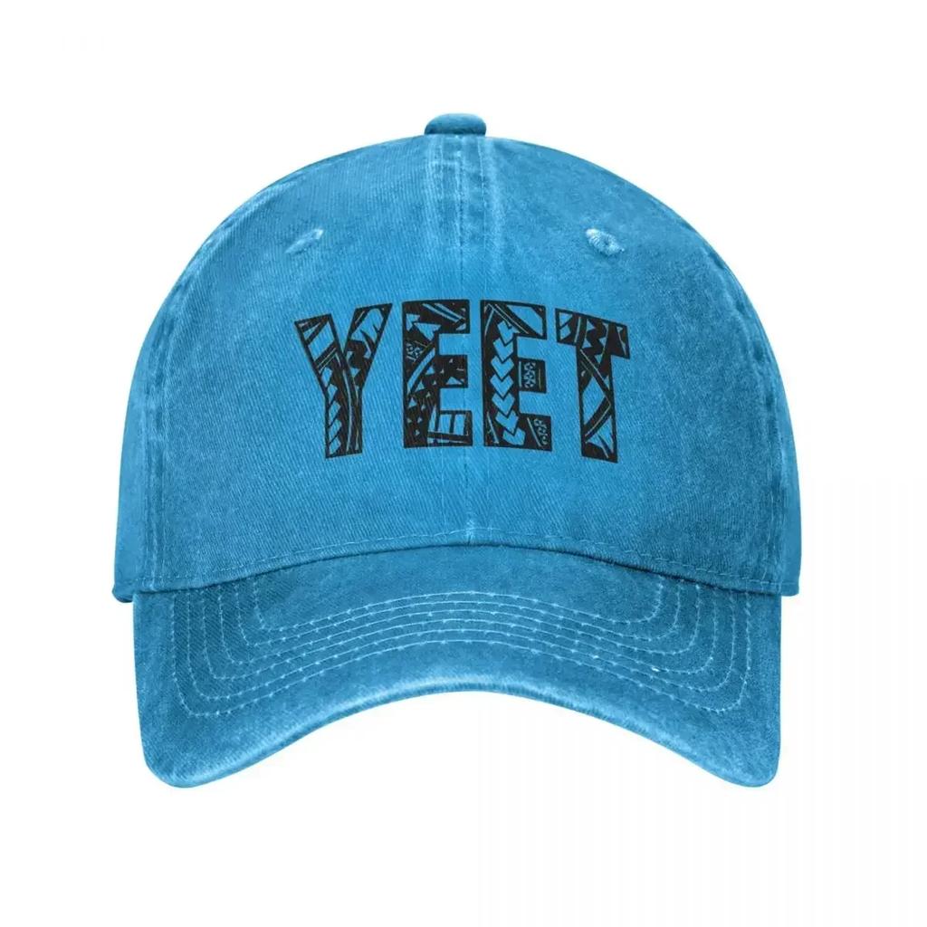 Retro Yeet Logo Baseball Caps Fashion Distressed Washed Quotes Wresting Lovers Hat for Unisex Women Outdoor Running Golf Adjustable