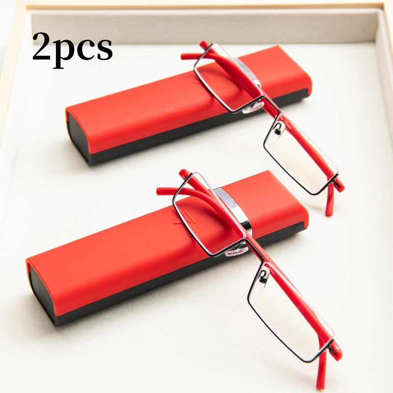 2Pcs Fashion Square Prescription Glasses For Men Blue Light Blocking With Case +1 25 +1 75 +2 00