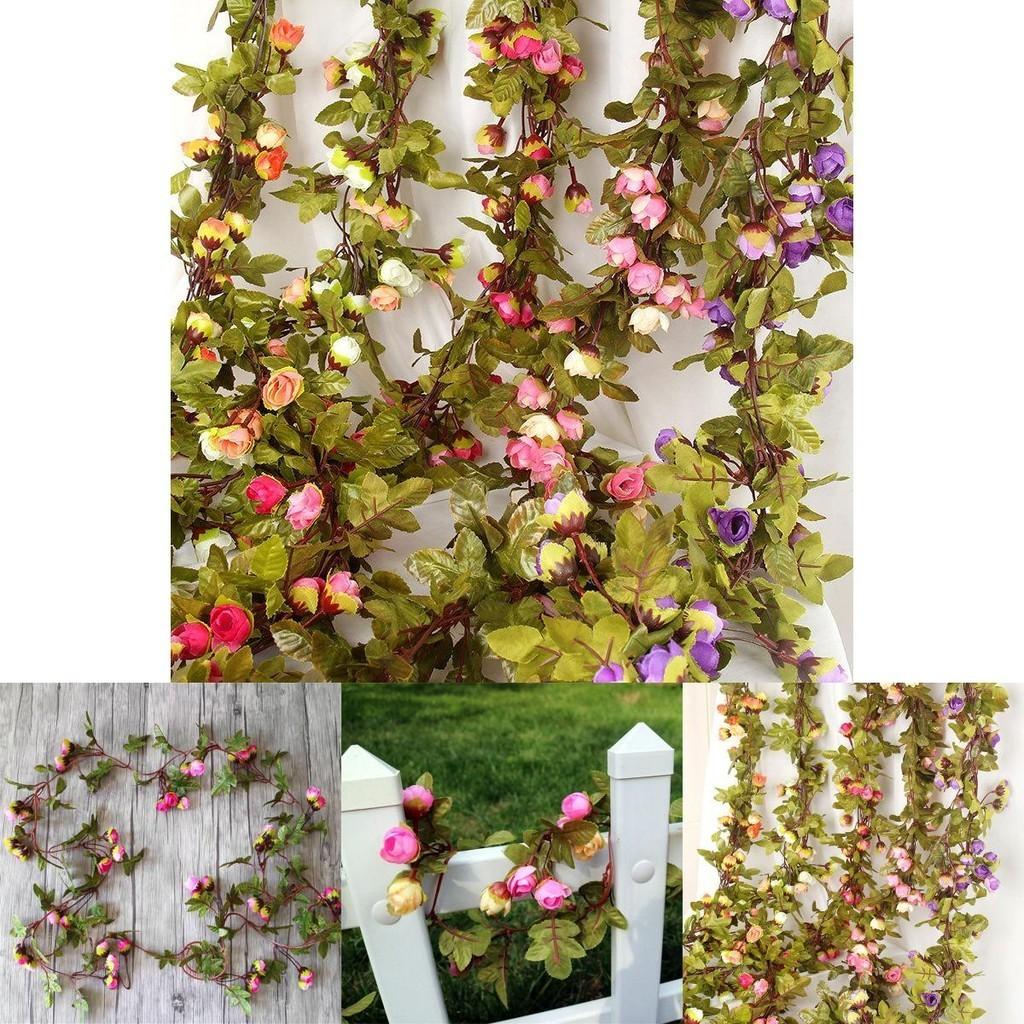 Lush 42 Flowers Artificial Silk Rose Fake Flower Garland Vine Perfect For Home Decor