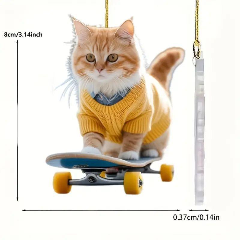 Einzigartiges Acryl Flaches Skateboard Katze Auto Dekoration Entzückender Cartoon-Stil Für Interieur-Charme