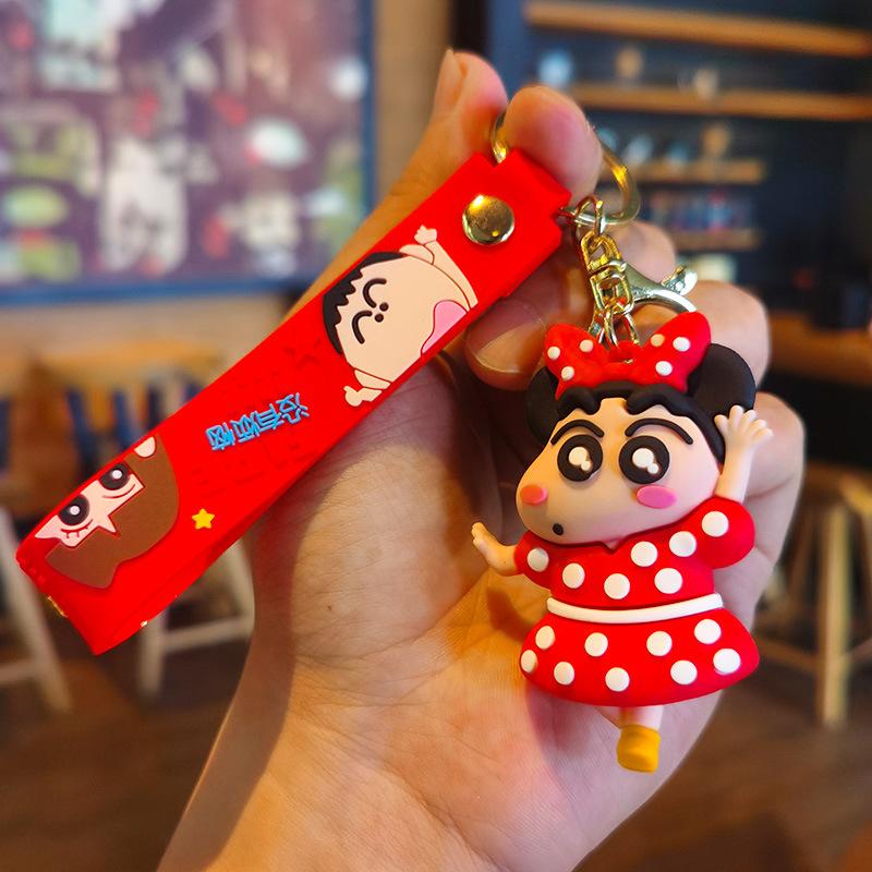 New Anime Crayon Shin-chan Kawaii Q Version Cos Cross Dress Funny Figure PVC Model Toys Doll Couple Keychain Gifts