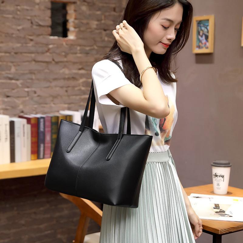 New Large-capacity Spliced Tote Bag Fashionable Versatile Commuter Simple Casual Women's Shoulder Handbag Bag