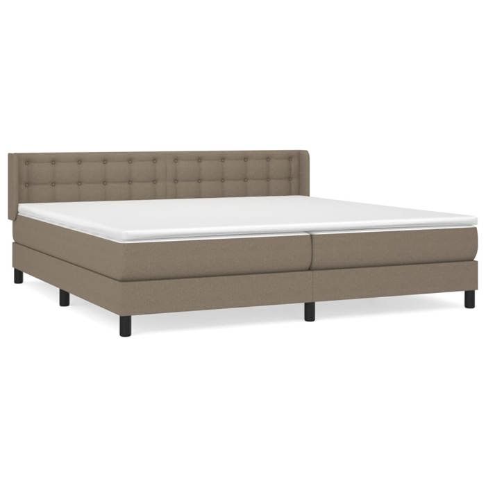 Maison Exclusive - Bed Slat Base with Taupe Mattress 200x200 Cm Fabric