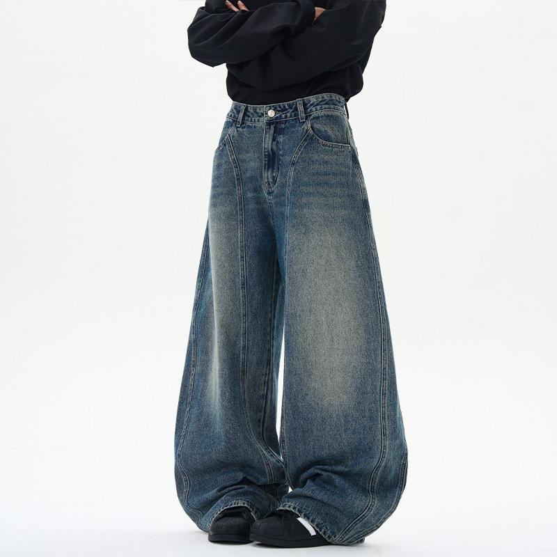 Lente en Zomer Amerikaanse Retro Jeans Heren Rechte Losse Scimitar Broeken