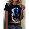 Summer Vintage Women's T-shirt Horse 3d Print Tshirt Women Fashion T-shirt Crew Neck Short Sleeve T Shirt Kids Tops Tees Animal