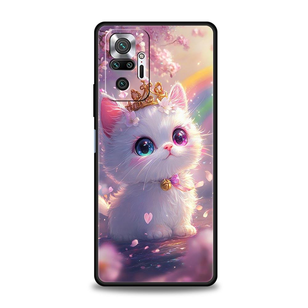 Colorful Cat Design Phone Case Cover for Redmi 14C 10C Note 15 14 13 12 10 11 K40 Pro Plus 5G Soft TPU Shockproof Shell Fundas