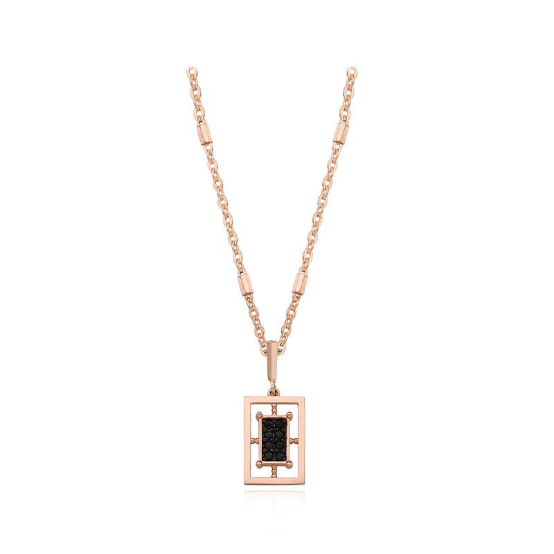 Tirrlirr 14K Pink Gold Bien Black Necklace Tnsk4P20660S