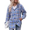 Herfst en Winter Flanellen Ruitjes Jas met Capuchon Casual Dames Blouses & Shirts