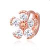Bonito piercing de anillo de flor de oro rosa cúbico con aguja de oro de 14 quilates (S8539482)