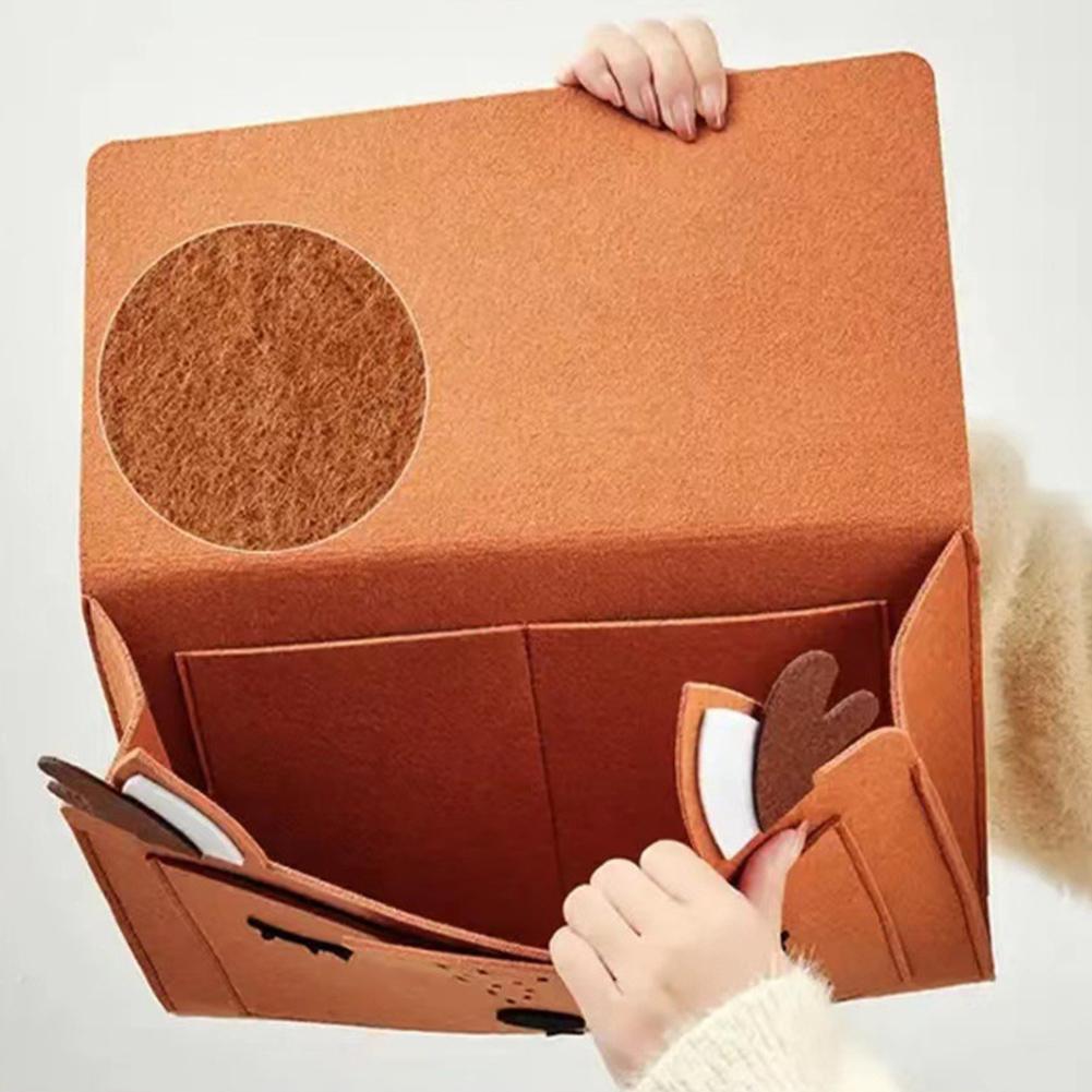 Felt Bedside Storage Bag Cartoon Bedside Organizer Sofa Bed Book Phone Remote Control Hanging Storage Bag Couch Holder Pocket
