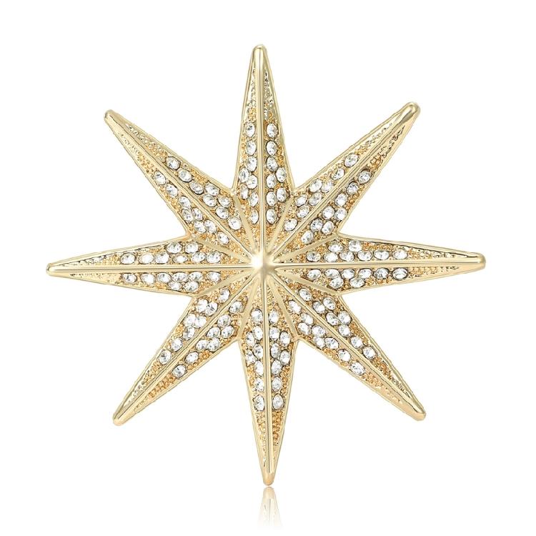 8-Pointed Star Decorative Brooch Accessory Alloy Badge For Sparkling Up Ensembles During Commutes Parties