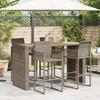 Garden Bar Table with Wooden Top Gray 185 X 80 X 110 Cm Poly Rattan