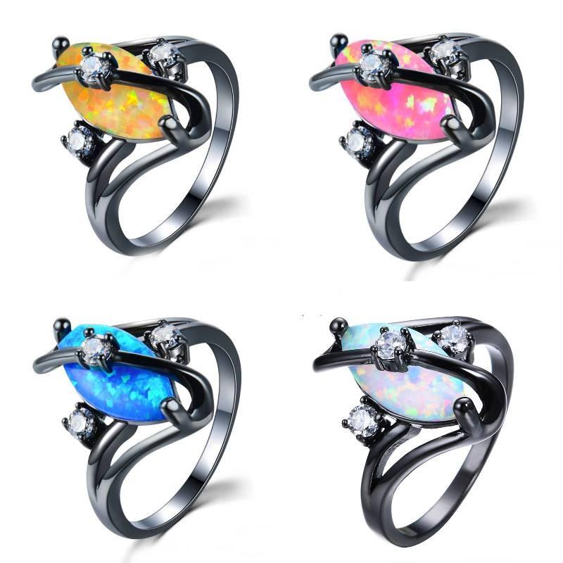 Wish Black Gold Oval Cz Ring With Water Drop Shape For Womens Fashion Accessory