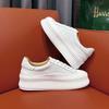 Platform Biscuit Shoes Women's Spring New Heightening Board Shoes Leather Muffin Sports and Leisure Versatile Little White Shoes