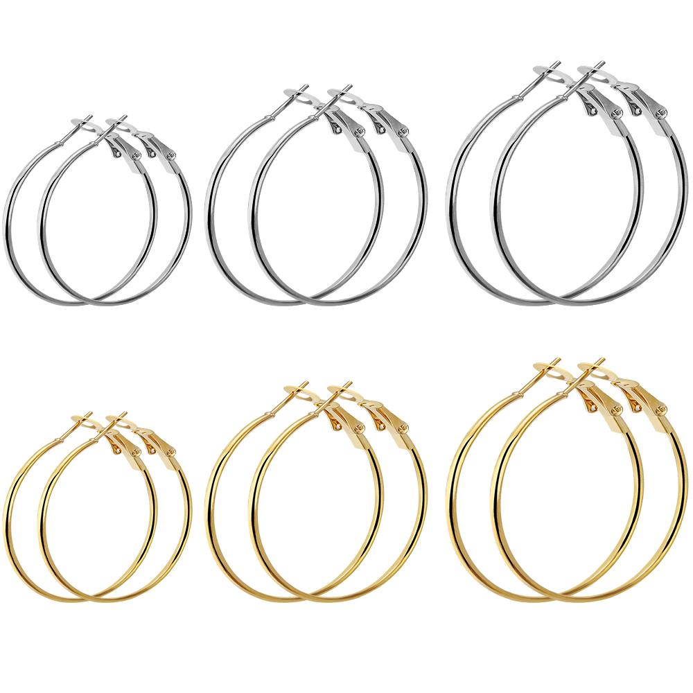 SAUVOO Ensemble 3 Paires/Set Boucles d'Oreilles Créoles Métalliques 20/30/40mm Grandes Boucles d'Oreilles Cercle Rond Pour Femmes Plaqué Or Argent Bijoux de Mode